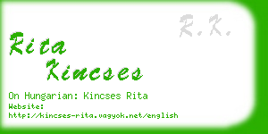 rita kincses business card